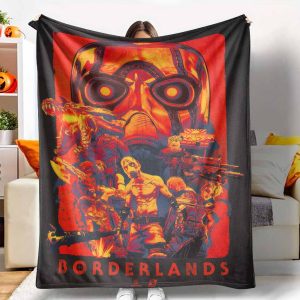 Borderlands Flannel Blanket, Vault Hunter Game Print, UltraSoft, Lightweight, Warm, Perfect for Game Room Decor, Living Room, Bedroom, Gaming Nights, Birthday Gifts, Holiday Presents, Cosplay Enthusiasts, and Borderlands Series Fans.