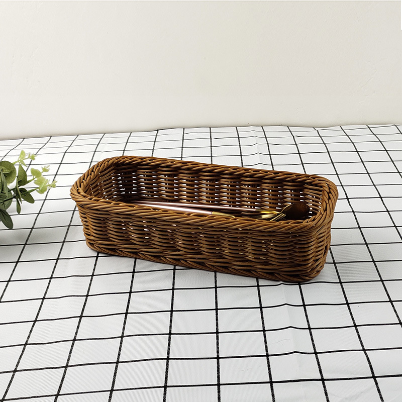 Plastic imitation rattan square chopstick basket Japanese-style Western-style knife and fork basket household chopstick cage drain kitchen tableware storage box