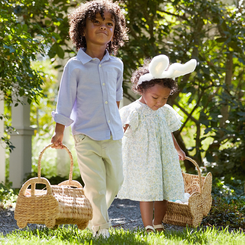 Handmade straw woven rattan flower art basket handmade small flower basket picnic basket children's plush toy basket