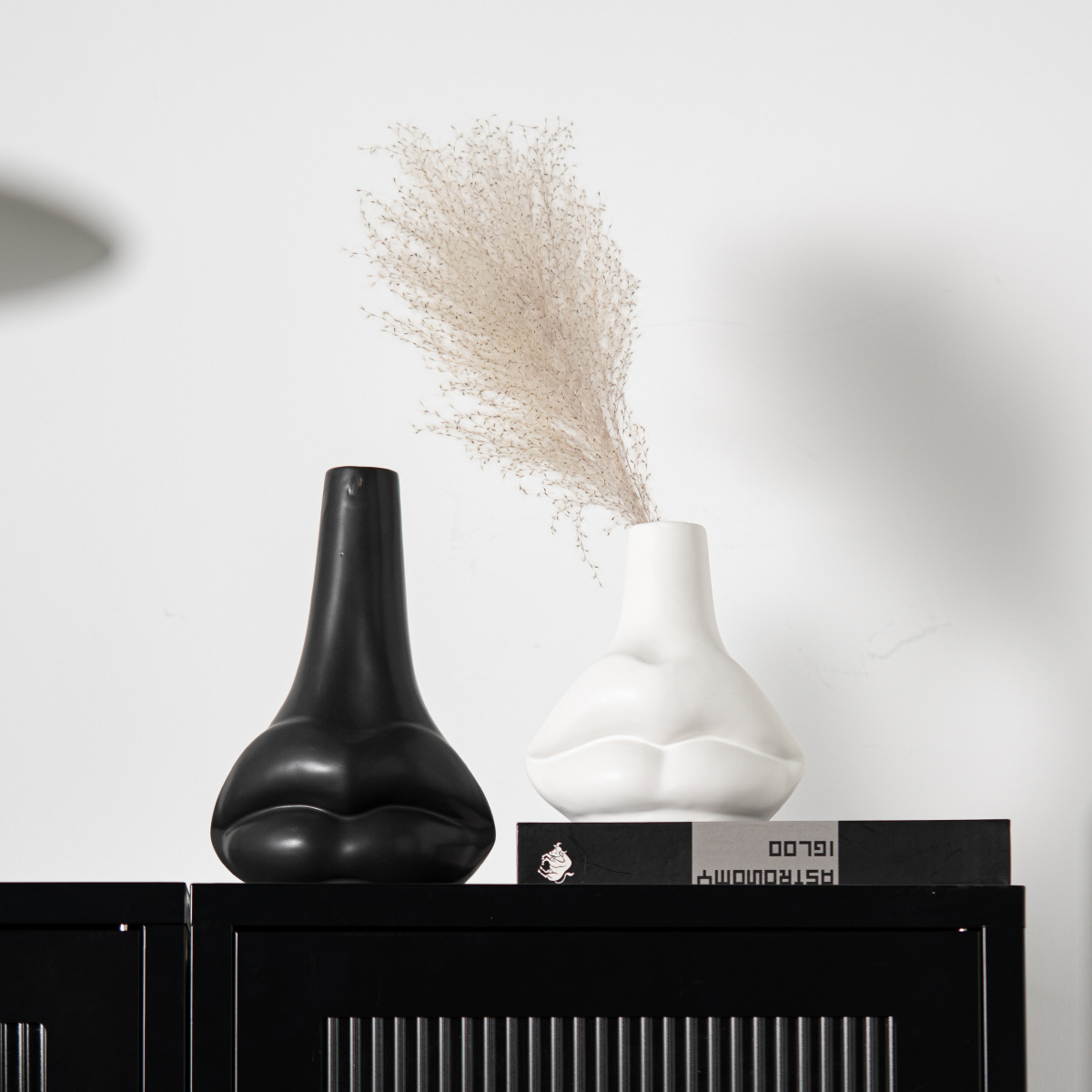 Simple, large lips ceramic ornaments, hydroponic dried flower vase, light luxury high-end decoration