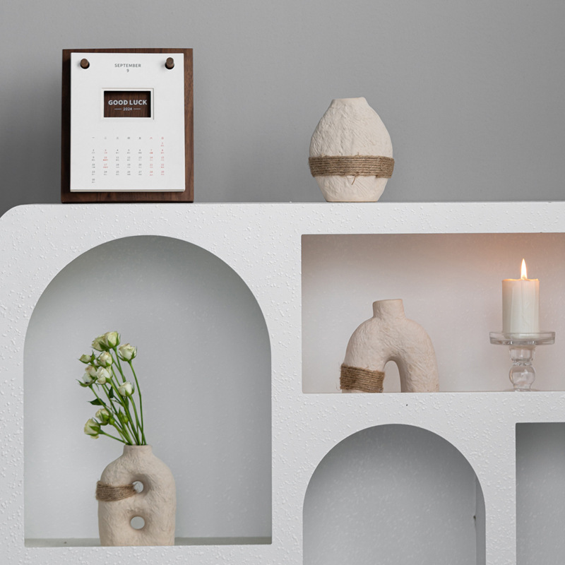 Ceramic crafts vegetarian fired earth glaze straps small vase three-piece set indoor home decorations