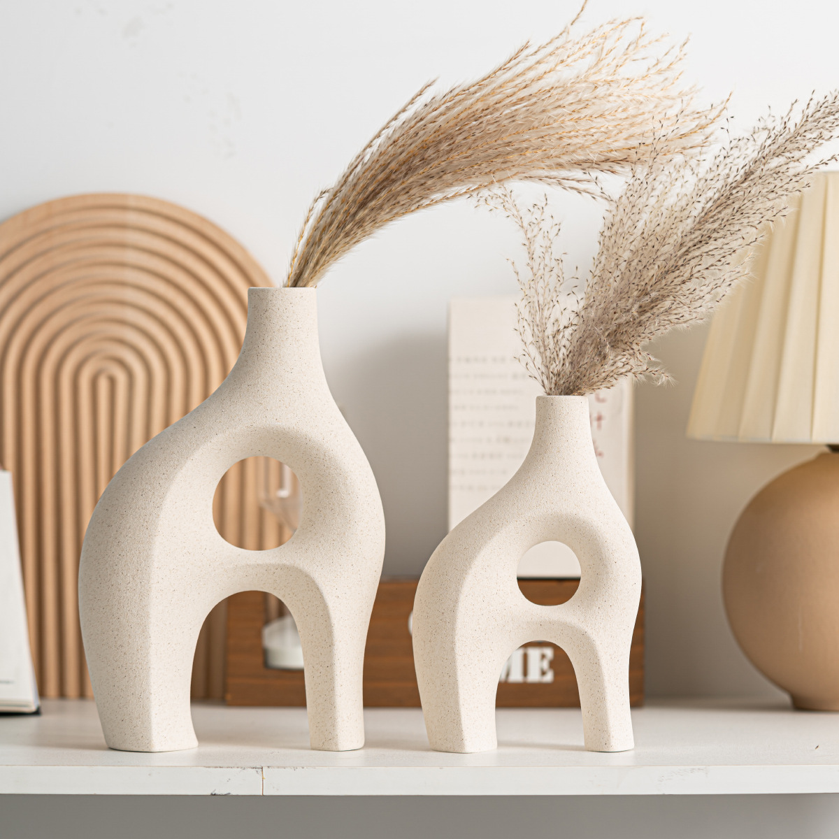 Ceramic modern simple special shape half-shaped vase home decoration